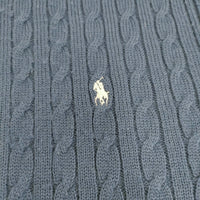 RALPH LAUREN ケーブルニット 大判 ウールアクリル マフラー ストール ネイビー レディース ラルフローレン【中古】5-1006T◎