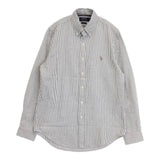 POLO RALPH LAUREN クラシックフィット BDボタンダウン ストライプ 長袖シャツ ホワイト グレー メンズ ポロ・ラルフローレン【中古】5-1113M∞