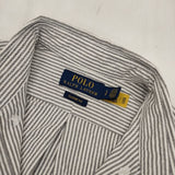 POLO RALPH LAUREN クラシックフィット BDボタンダウン ストライプ 長袖シャツ ホワイト グレー メンズ ポロ・ラルフローレン【中古】5-1113M∞