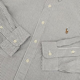 POLO RALPH LAUREN クラシックフィット BDボタンダウン ストライプ 長袖シャツ ホワイト グレー メンズ ポロ・ラルフローレン【中古】5-1113M∞