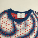 Paris Saint-Germain/EDIFICE ボーダー 半袖 セーター ニット ブルー ホワイト メンズ パリサンジェルマン/エディフィス【中古】6-0422S∞