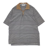 adam et Rope ボーダー 半袖 ポロシャツ ブラック ホワイト ブラウン メンズ アダムエロペ【中古】6-0507S∞
