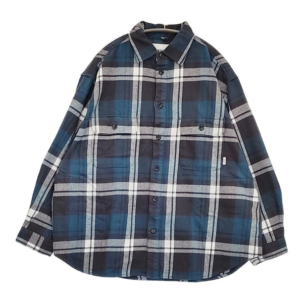 WTAPS COTTON FLANNEL TEXTILE 定価38500円 サイズ02 長袖シャツ 24SS グリーン ホワイト メンズ ダブルタップス【中古】5-0908M♪
