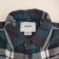 WTAPS COTTON FLANNEL TEXTILE 定価38500円 サイズ02 長袖シャツ 24SS グリーン ホワイト メンズ ダブルタップス【中古】5-0908M♪