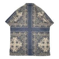 POLO RALPH LAUREN 90年代 開襟シャツ オープンカラー ペイズリー バンダナ柄 ブルーグレー ベージュ メンズ ポロラルフローレン【中古】5-0908S♪