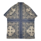 POLO RALPH LAUREN 90年代 開襟シャツ オープンカラー ペイズリー バンダナ柄 ブルーグレー ベージュ メンズ ポロラルフローレン【中古】5-0908S♪
