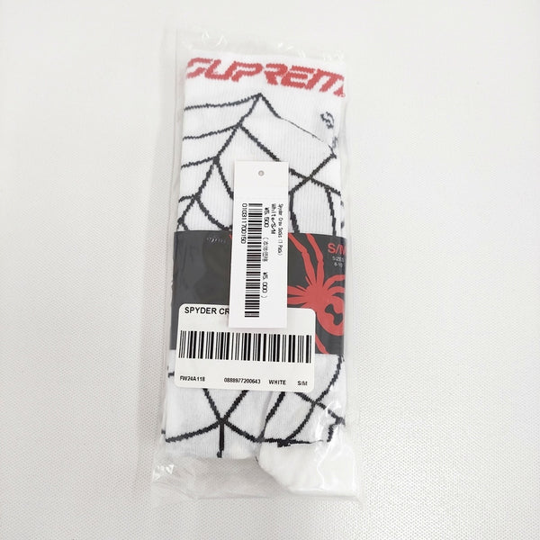 Supreme SPYDER スパイダー 新品 Spyder Crew Socks サイズS/M FW24A118 靴下 24AW ホワイト メンズ シュプリーム【中古】5-0902G♪