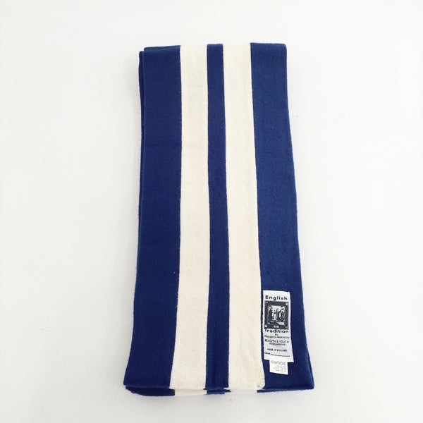 English Tradition イングリッシュトラディション BEAUTY&YOUTH別注 イギリス製 英国製 マフラー ブルー ホワイト メンズ【中古】5-1021T◎