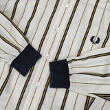 FRED PERRY F4544 ドビーストライプ ボタンダウン 長袖シャツ ベージュ メンズ フレッドペリー【中古】5-1225M∞
