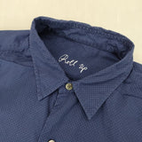 PORTER CLASSIC ロールアップシャツ ドット柄 コットン L 長袖シャツ ネイビー メンズ ポータークラシック【中古】6-0125M∞