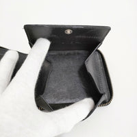 COMME des GARCONS Silver Eyelet Full Zip Around Wallet レザー 二つ折り財布 ブラック メンズ コムデギャルソン【中古】5-0930G♪