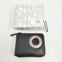COMME des GARCONS Silver Eyelet Full Zip Around Wallet レザー 二つ折り財布 ブラック メンズ コムデギャルソン【中古】5-0930G♪