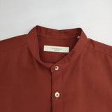 EDIFICE バンドカラー ポリエステルウール ドレスシャツ 長袖シャツ ワインレッド メンズ エディフィス【中古】5-1220M∞