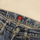 RESOLUTE 711 W28 革パッチ ボタンフライ ジーンズ 日本製 デニムパンツ ライトブルー メンズ リゾルト【中古】5-1228G∞