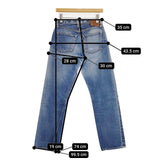 RESOLUTE 711 W28 革パッチ ボタンフライ ジーンズ 日本製 デニムパンツ ライトブルー メンズ リゾルト【中古】5-1228G∞