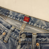 RESOLUTE 710 W28 紙パッチ ボタンフライ ジーンズ 日本製 デニムパンツ ライトブルー メンズ リゾルト【中古】5-1228G∞