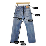 RESOLUTE 710 W28 紙パッチ ボタンフライ ジーンズ 日本製 デニムパンツ ライトブルー メンズ リゾルト【中古】5-1228G∞