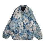 Suggestion ゴブラン織り 花柄 ジャケット ブルゾン ブルー メンズ サジェッション【中古】5-1228M∞