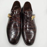 BALENCIAGA Crocodile God Buckle Leather Monk Shoes 39 革 ユニセックスサイズ シューズ・靴 ブラウン メンズ バレンシアガ【中古】5-1014G♪