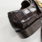 BALENCIAGA Crocodile God Buckle Leather Monk Shoes 39 革 ユニセックスサイズ シューズ・靴 ブラウン メンズ バレンシアガ【中古】5-1014G♪