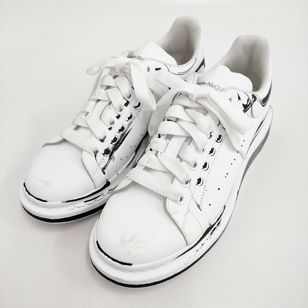 Alexander McQueen Oversized Sneaker ペイント サイズ41 革 スニーカー ホワイト メンズ アレキサンダーマックイーン【中古】5-1014G♪