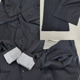 UNITED ARROWS タスマニアン ウール ストライプ スーツ ジャケット パンツ セットアップ ネイビー メンズ ユナイテッドアローズ【中古】5-1205T∞