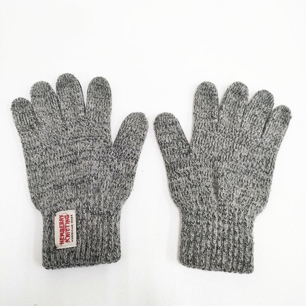 NEWBERRY KNITTING USA製 Rag Wool Glove no lined knit leather deerskin ウール レザー 革 手袋 グレー メンズ ニューベリーニッティング【中古】5-1125T◎