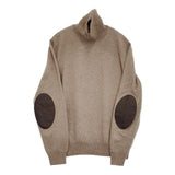 Maison Martin Margiela 14 ウール エルボーパッチ レザー 革 タートルネック セーター ニット ベージュ メンズ メゾンマルタンマルジェラ【中古】5-1205T∞