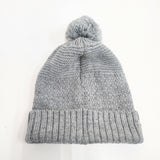 LACOSTE L6414-11A11 ポンポン付きニット帽 帽子 ニットキャップ グレー メンズ ラコステ【中古】5-1125T◎