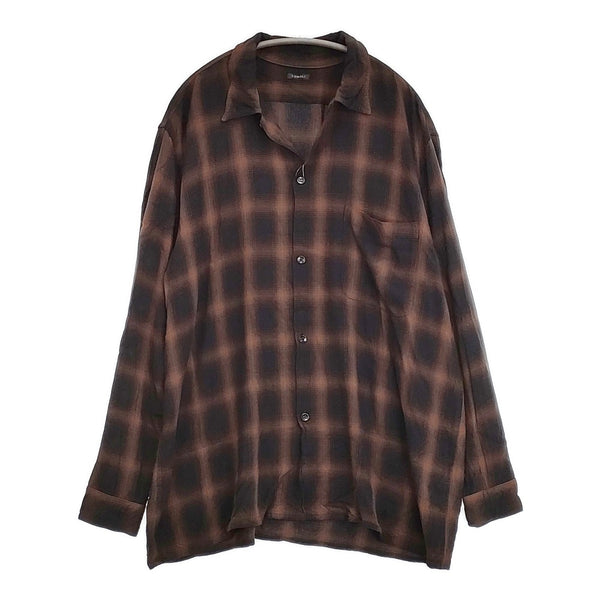 COMOLI レーヨンオープンカラーシャツ チェック 定価41800円 Z01-02005 サイズ3 長袖 24SS ブラウン ブラック メンズ コモリ【中古】5-1022M♪