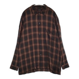 COMOLI レーヨンオープンカラーシャツ チェック 定価41800円 Z01-02005 サイズ3 長袖 24SS ブラウン ブラック メンズ コモリ【中古】5-1022M♪