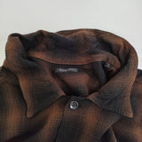 COMOLI レーヨンオープンカラーシャツ チェック 定価41800円 Z01-02005 サイズ3 長袖 24SS ブラウン ブラック メンズ コモリ【中古】5-1022M♪