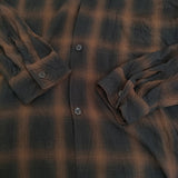 COMOLI レーヨンオープンカラーシャツ チェック 定価41800円 Z01-02005 サイズ3 長袖 24SS ブラウン ブラック メンズ コモリ【中古】5-1022M♪