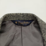Brooks Brothers/HARRIS TWEED 50R ウール ヘリンボーン 3B テーラードジャケット ブラック ホワイト メンズ ブルックスブラザーズ/ハリスツイード【中古】5-1210T♪