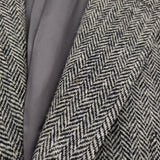 Brooks Brothers/HARRIS TWEED 50R ウール ヘリンボーン 3B テーラードジャケット ブラック ホワイト メンズ ブルックスブラザーズ/ハリスツイード【中古】5-1210T♪