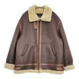 ALPHA ムートンジャケット B3 羊革 シープスキン 希少サイズXXXL 20804-9068 ジャケット ブラウン メンズ アルファ【中古】5-1210A♪