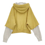 Name. RAYERED SLEEVE ZIP HOODIE サイズ1 定価31900円 NMCU-042 レイヤード パーカー 25SS イエロー ベージュ メンズ ネーム【中古】5-1108M♪