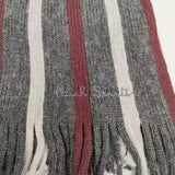 Paul Smith マルチボーダー フリンジ ニット ウール マフラー グレー 多色 メンズ ポール・スミス【中古】5-1202T◎