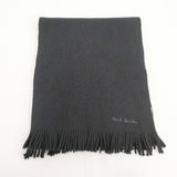 Paul Smith フリンジ ニット 無地 ウール マフラー ブラック メンズ ポール・スミス【中古】5-1202T◎