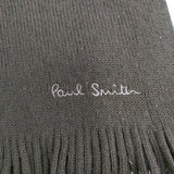 Paul Smith フリンジ ニット 無地 ウール マフラー ブラック メンズ ポール・スミス【中古】5-1202T◎
