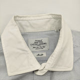 UNITED ARROWS クレリックシャツ slim fit サイズM ボーダー 半袖シャツ ライトブルー ホワイト メンズ ユナイテッドアローズ【中古】6-0424S♪