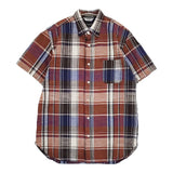FUJITO/SOVEREIGN UNITED ARROWS サイズ2 コットンリネン チェック 半袖シャツ ブラウン ブルー メンズ フジト/ソブリン【中古】6-0424S♪