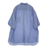 COMME des GARCONS HOMME キュプラストライプ 製品加工 定価42900円 AD2024 半袖シャツ 25SS ライトブルー メンズ コムデギャルソンオム【中古】5-1118S♪