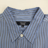 COMME des GARCONS HOMME キュプラストライプ 製品加工 定価42900円 AD2024 半袖シャツ 25SS ライトブルー メンズ コムデギャルソンオム【中古】5-1118S♪