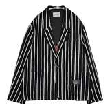 Black Weirdos リネンウール プリント入り 21Aw-JK04 ストライプ ジャケット ブラック ホワイト メンズ ブラックウィドー【中古】6-0114T∞