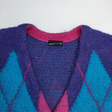 LAD MUSICIAN 2222-032 Argyle Mohair Cardigan アーガイル モヘヤ混 カーディガン ブルー ピンク メンズ ラッドミュージシャン【中古】5-1214T∞