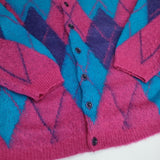 LAD MUSICIAN 2222-032 Argyle Mohair Cardigan アーガイル モヘヤ混 カーディガン ブルー ピンク メンズ ラッドミュージシャン【中古】5-1214T∞