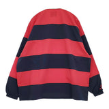 ADULT ORIENTED ROBES Rugby AOR ナイロンシャツ ワイドボーダー 10-12410408 長袖シャツ レッド ネイビー メンズ アダルトオリエンテッドローブス【中古】6-0222M♪