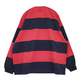ADULT ORIENTED ROBES Rugby AOR ナイロンシャツ ワイドボーダー 10-12410408 長袖シャツ レッド ネイビー メンズ アダルトオリエンテッドローブス【中古】6-0222M♪