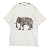 WHITE LINE アートT 田中健太郎 象 エレファント サイズ46 半袖Ｔシャツ カットソー ホワイト メンズ ホワイトライン【中古】6-0424S♪